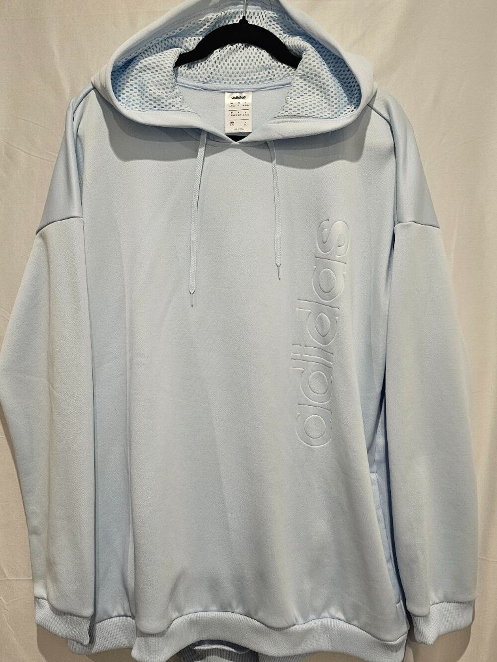 Adidas Women's AEROREADY Hoodie Pullover Light Blue, Vertical Logo, XL